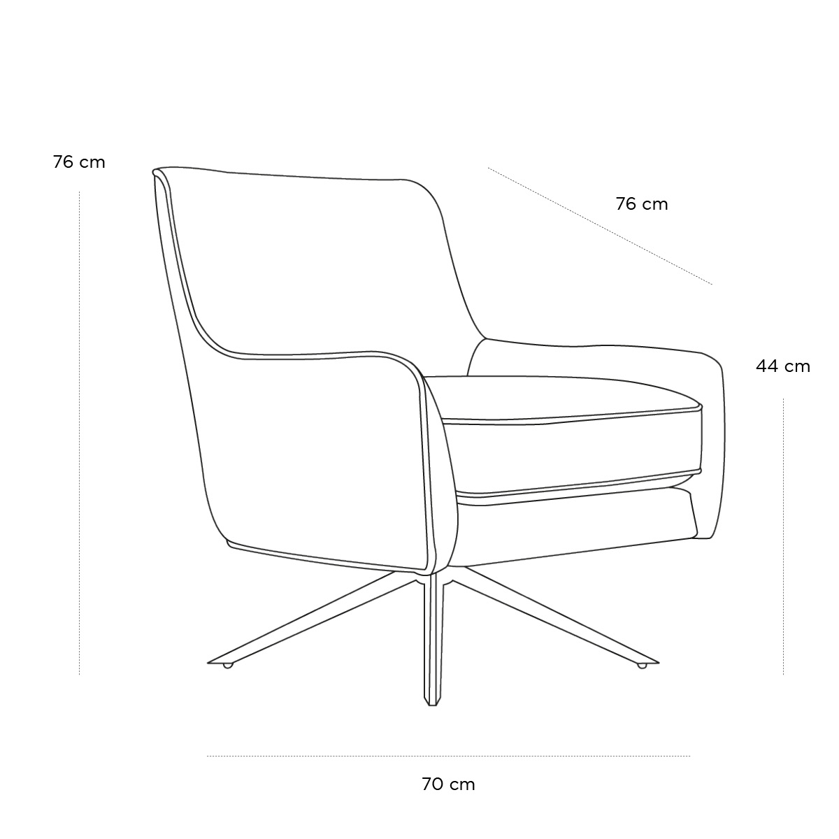 Product schematic Fauteuil Golden Gun Taupe
