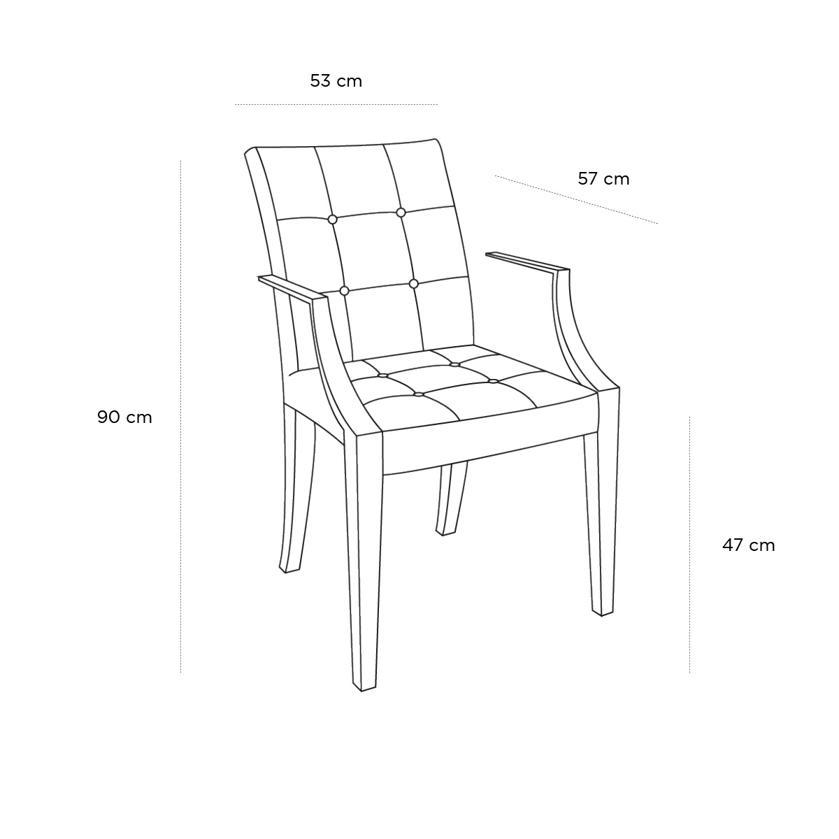 Product schematic Fauteuil Bridge Monseigneur Noir