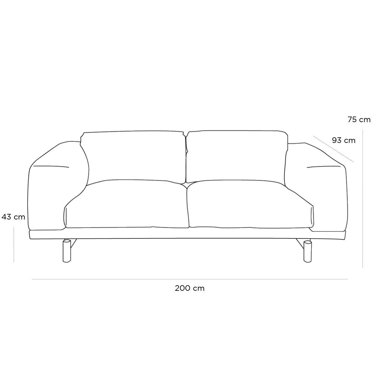 Product schematic Canapé Rest 2 Places